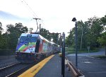 ALP-46 # 4609 in the Pride Colors pushes NJT Train # 6437 out of the depot toward Gladstone 